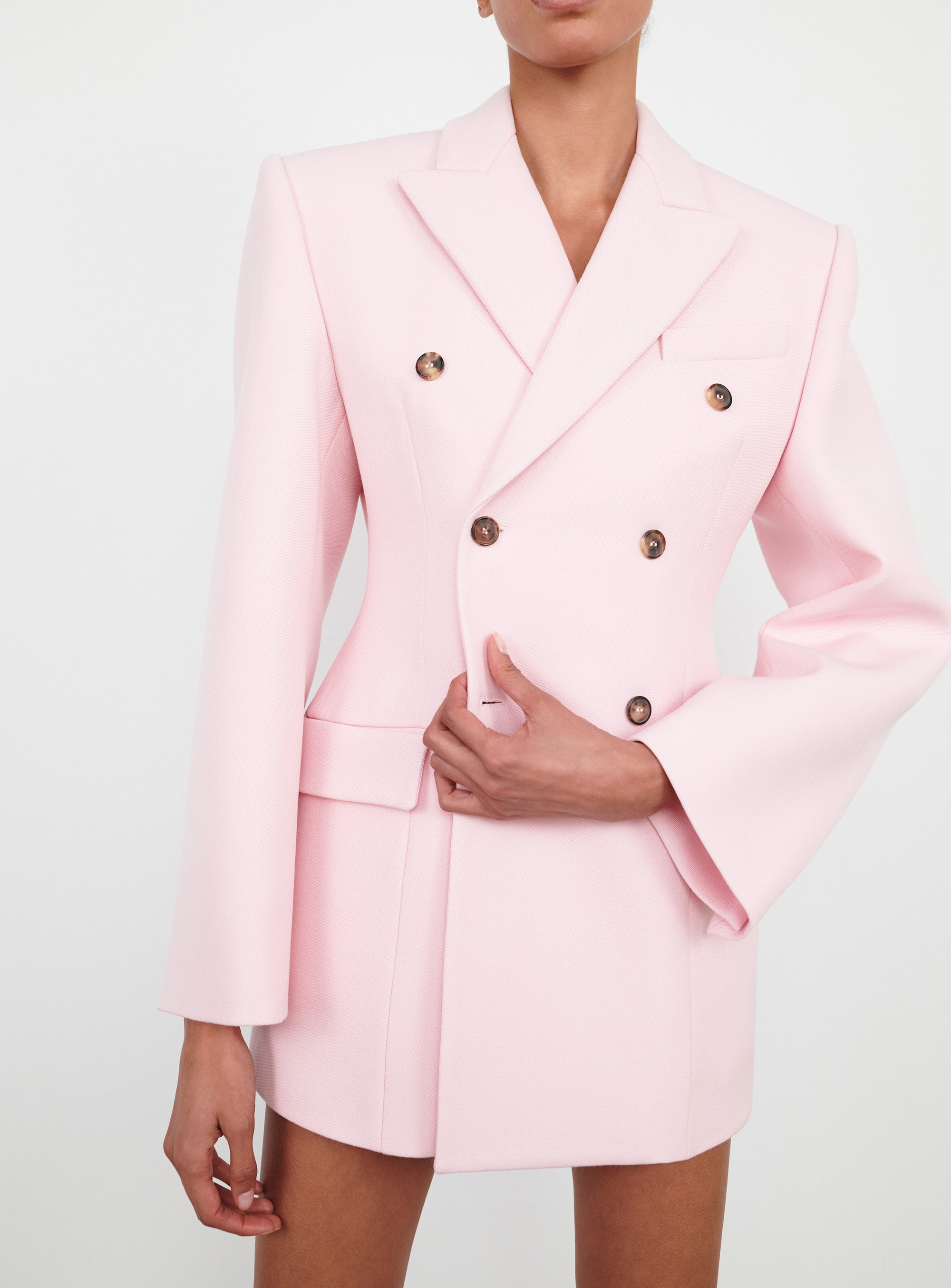 Double Breasted Blazer - Blush
