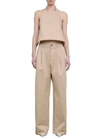Drill Backless Halter Top - Khaki