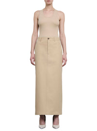 Drill Column Skirt - Khaki