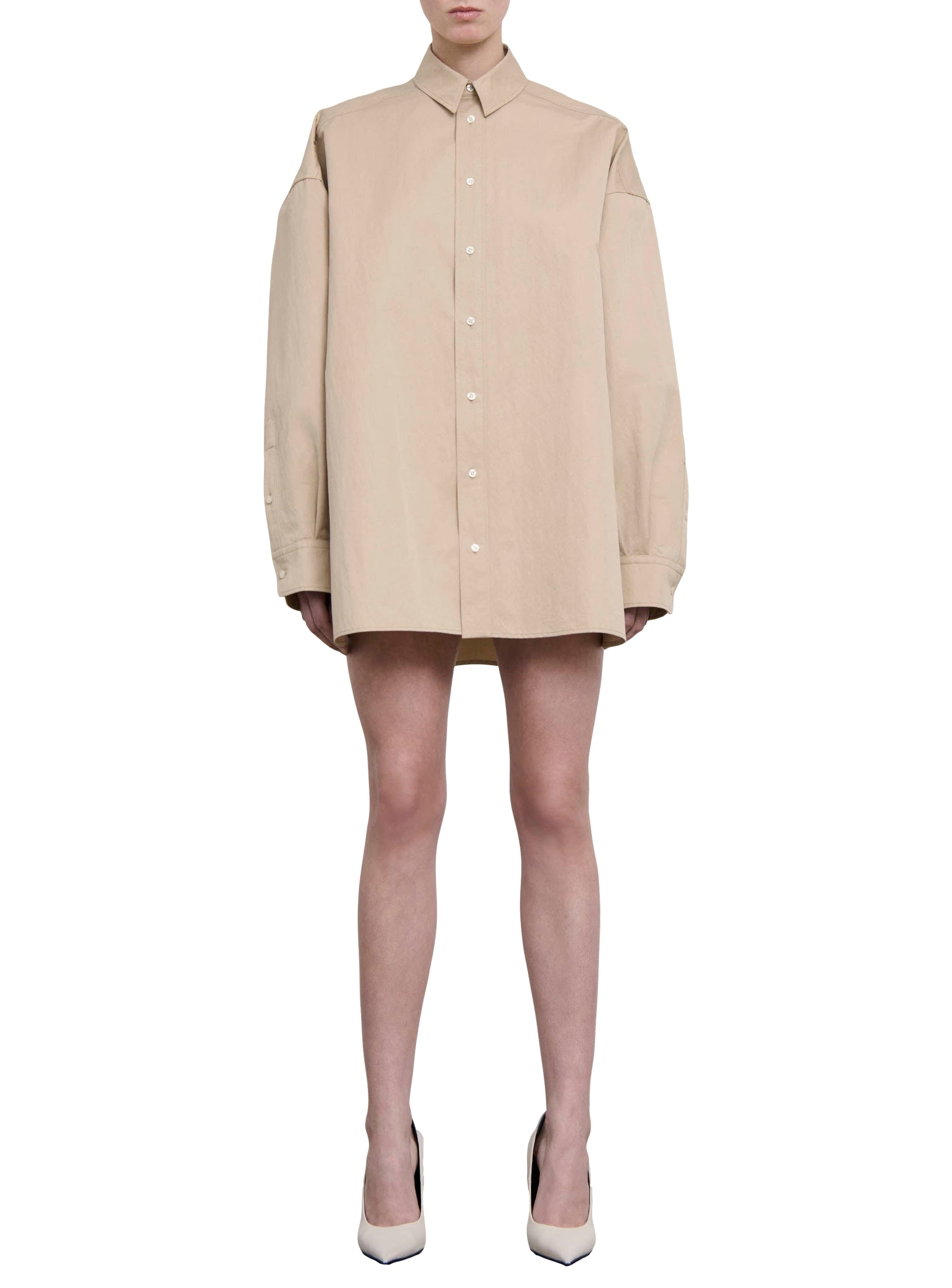 Drill Shirt Dress Mini - Khaki