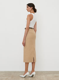 Drill Midi Skirt - Khaki