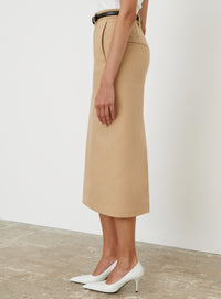 Drill Midi Skirt - Khaki
