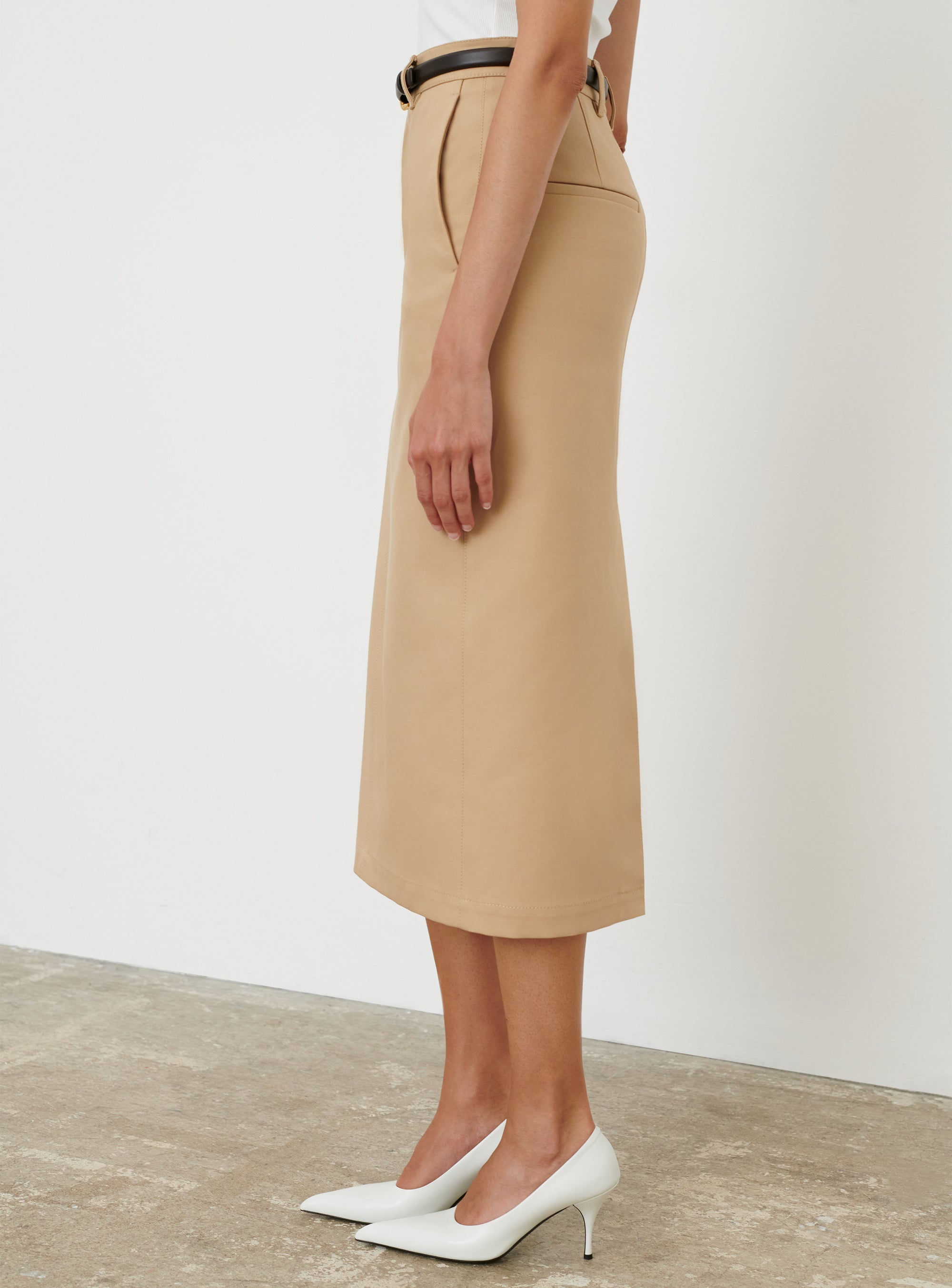 Drill Midi Skirt - Khaki