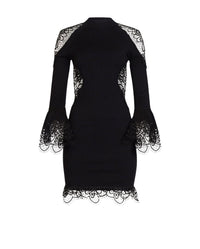 Robe Duke à manches longues en dentelle - Black