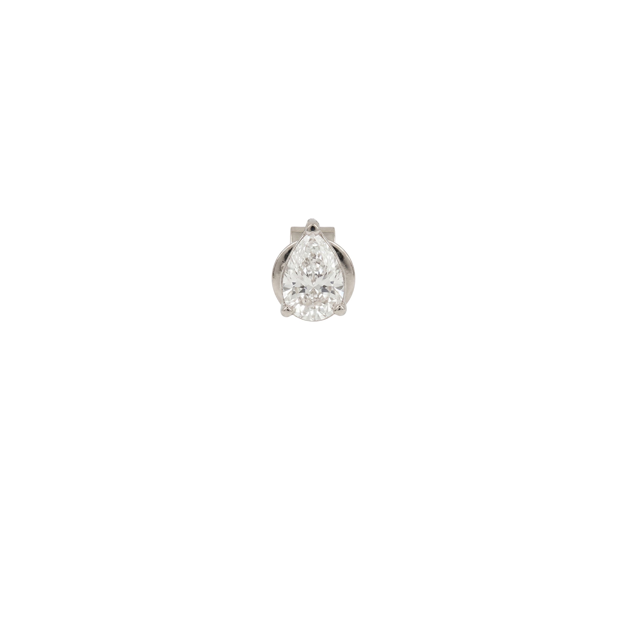Puce Héra sertie d'un diamant taille poire - Or Blanc