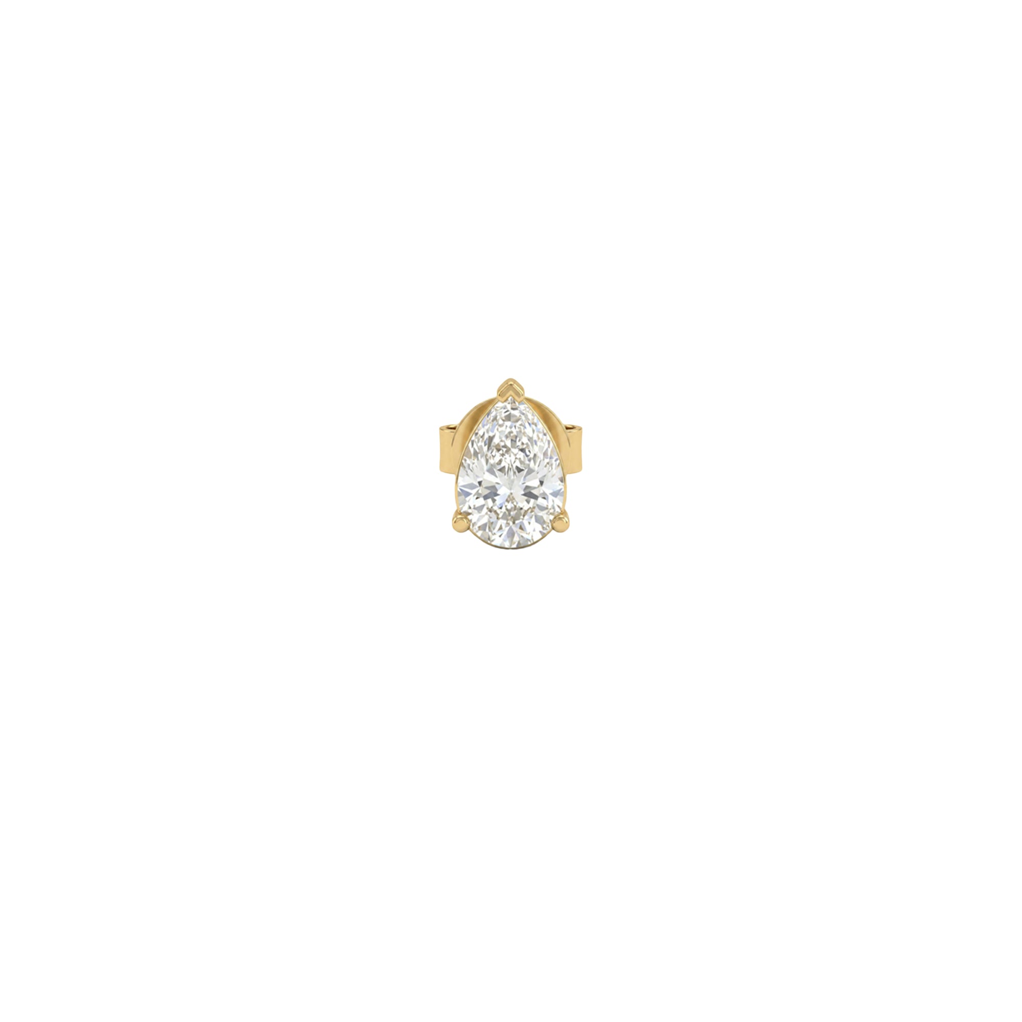 Mono puce Héra sertie d'un diamant taille poire - Or Jaune