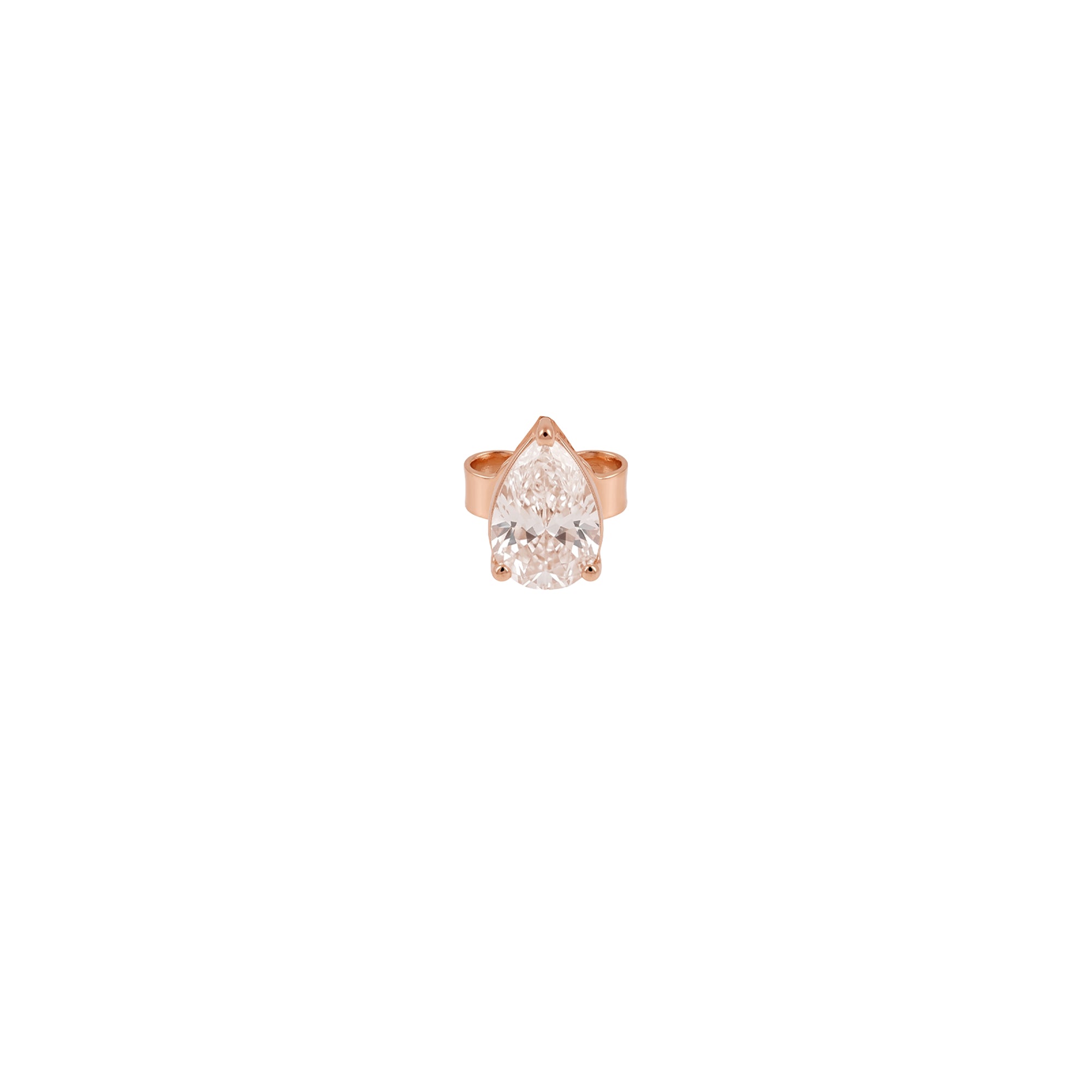 Puce Héra sertie d'un diamant taille poire - Or Rose