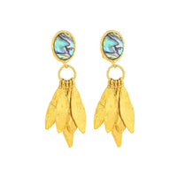 Fine gold-plated Artsy clip-on earrings with Abalone - Green