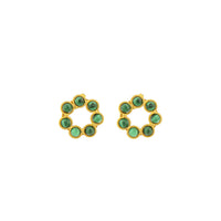 Boucles d'oreilles Daisy dorées à l'or fin et Malachite - Vert
