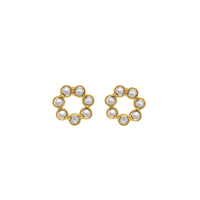 Boucles d'oreilles Daisy dorées à l'or fin et Crystal - Blanc