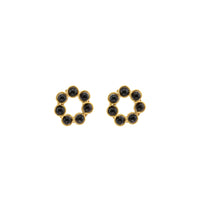 Boucles d'oreilles Daisy dorées à l'or fin et Onyx - Noir