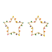 Boucles d'oreilles Dots étoile dorées à l'or fin et émail - Multicolor