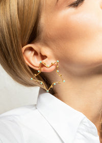 Star Dots earrings gilded in fine gold and enamel - Turquoise