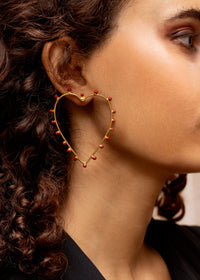Dots cœur gilded in fine gold and enamel - Red