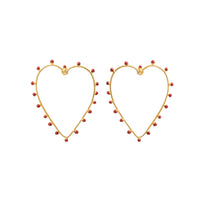 Dots cœur gilded in fine gold and enamel - Red