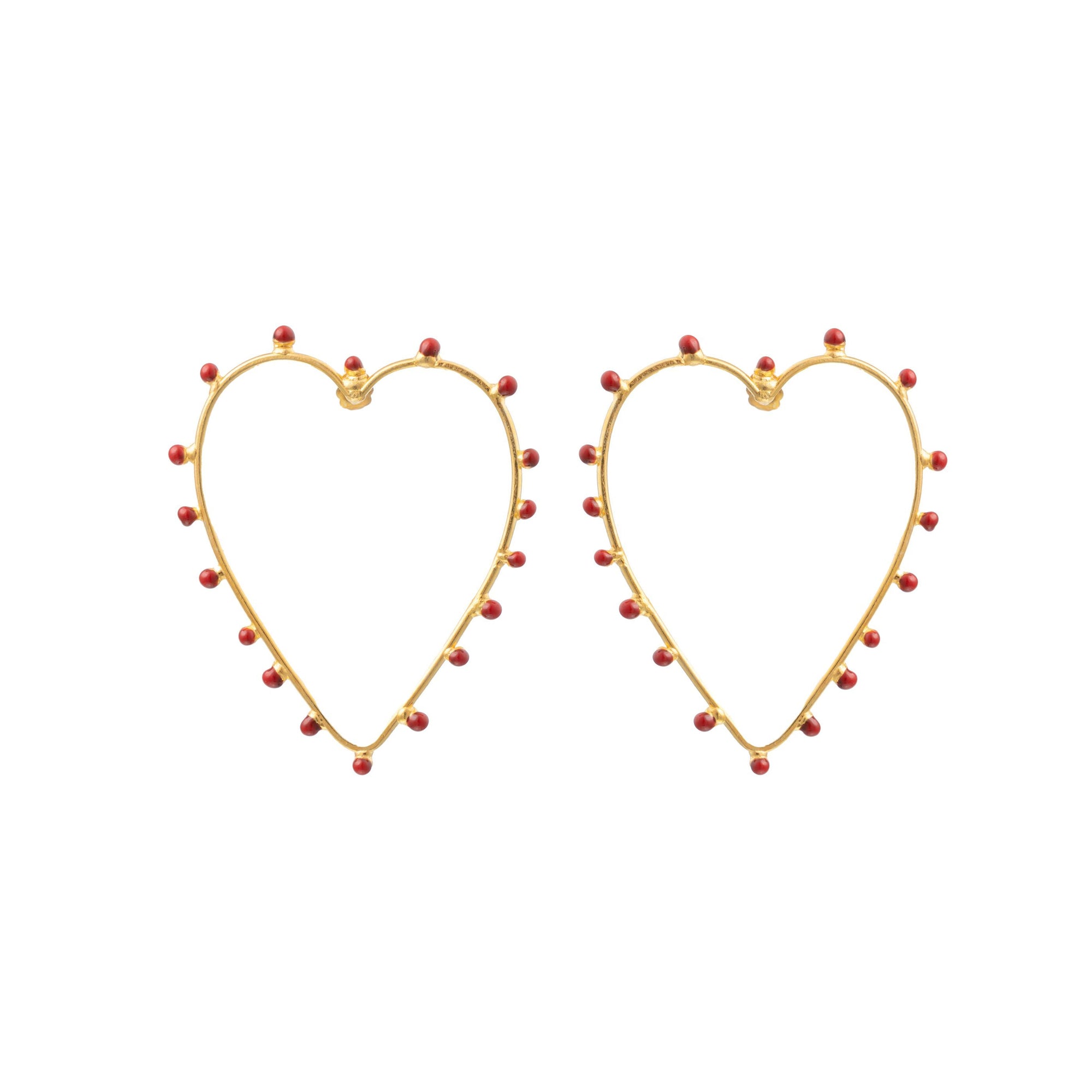 Dots cœur gilded in fine gold and enamel - Red