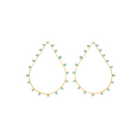 Boucles d'oreilles Dots goutte dorées à l'or fin et émail - Turquoise