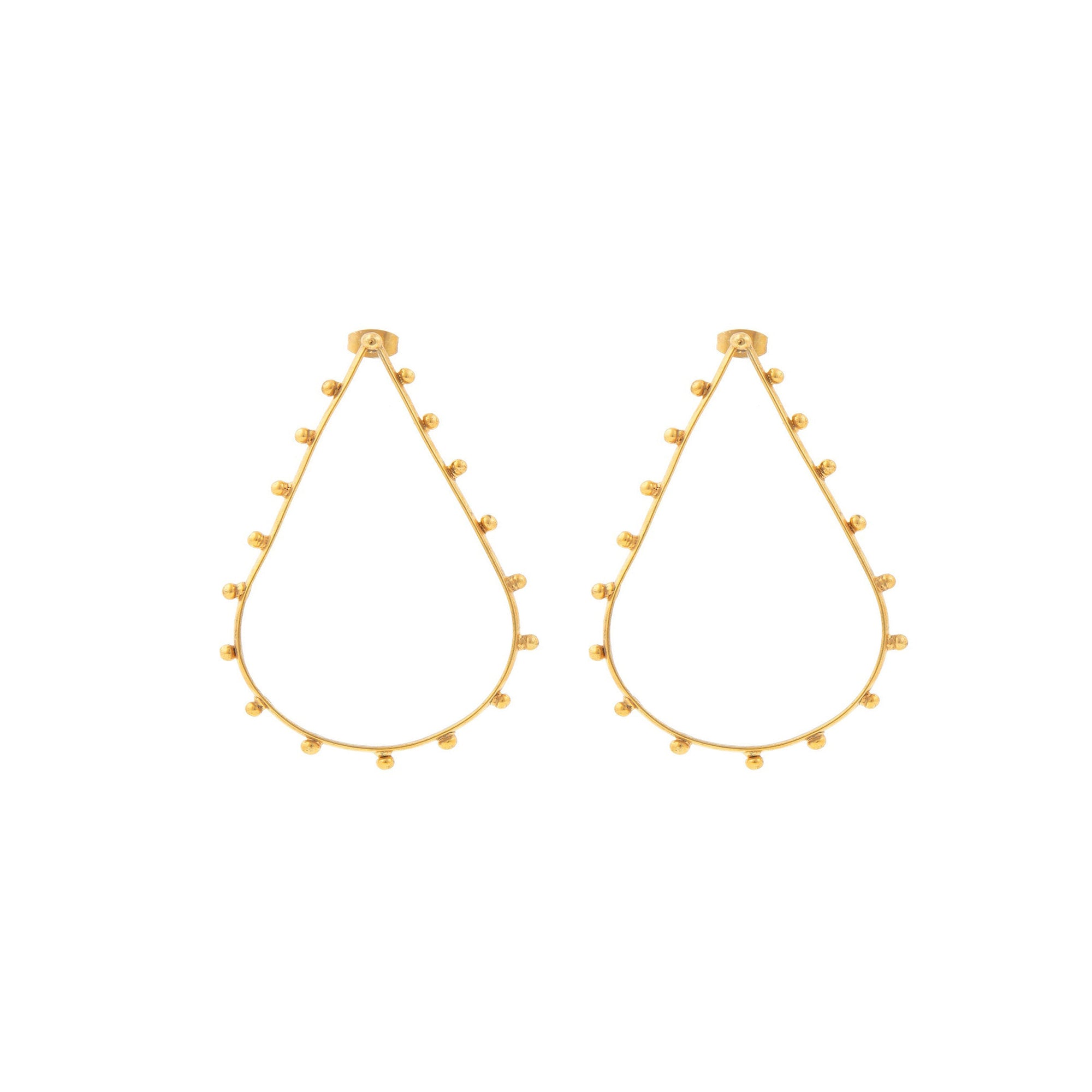 Boucles d'oreilles Dots goutte dorées à l'or fin - Doré