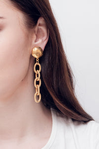 Boucles d'oreilles XL Links dorées à l'or fin - Doré