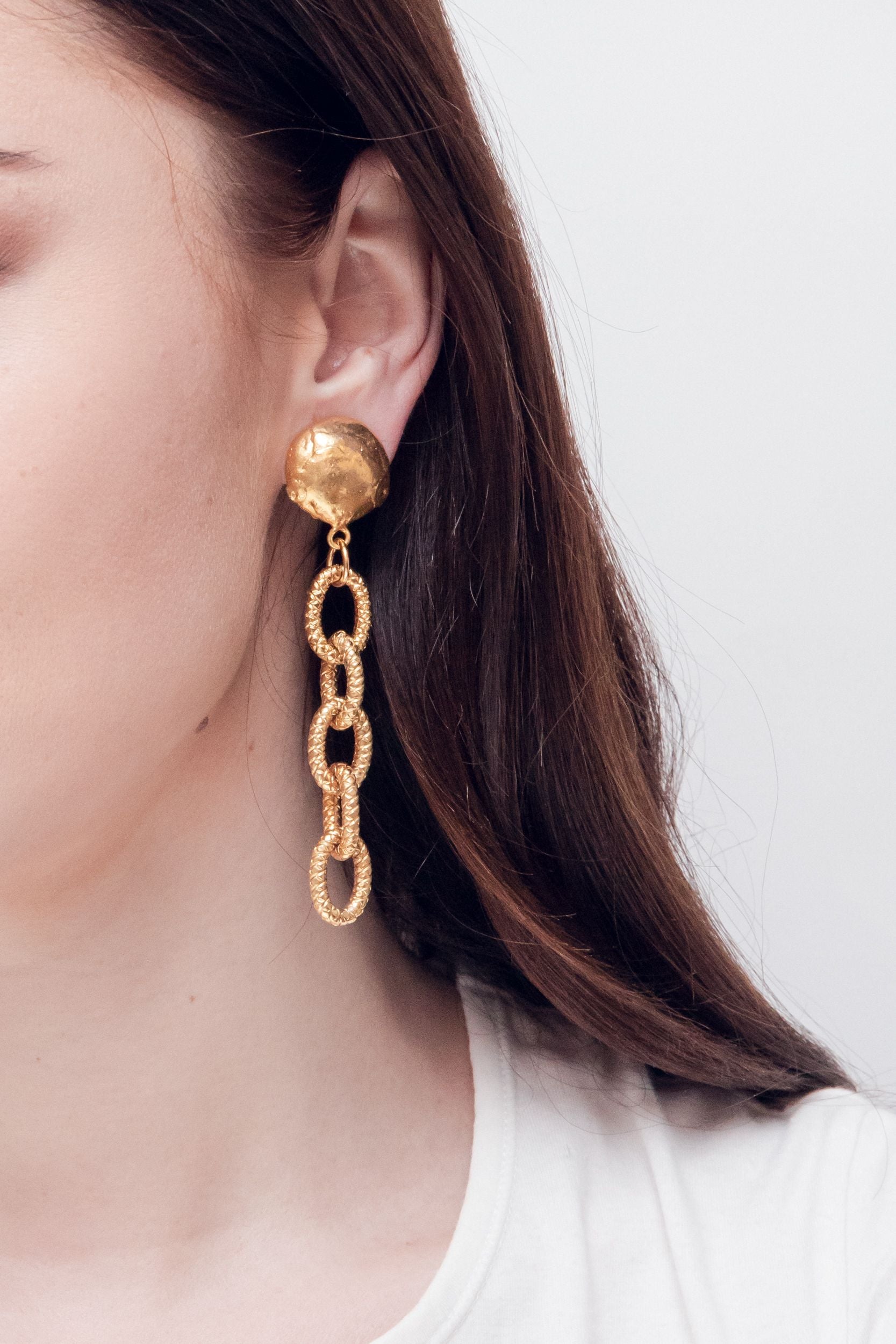 Boucles d'oreilles XL Links dorées à l'or fin - Doré