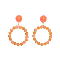 Happy Flower clip earrings gilded in fine gold and enamel - Pink Enamel