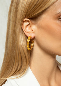 Earrings créoles Candies gilded in fine gold and Onyx - Yellow