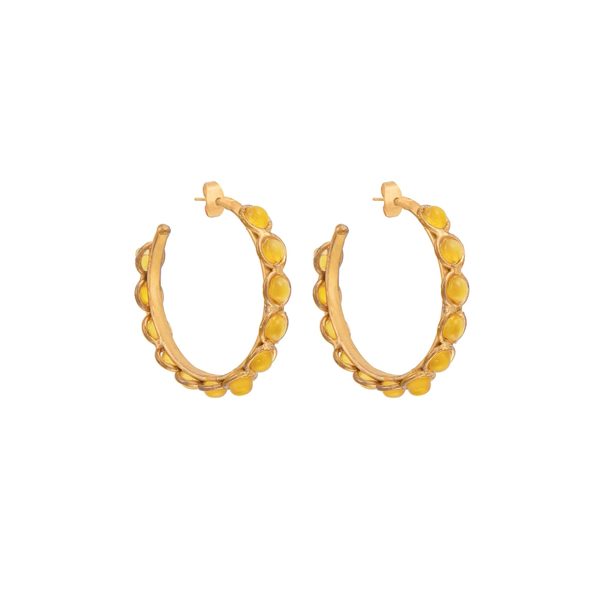 Earrings créoles Candies gilded in fine gold and Onyx - Yellow