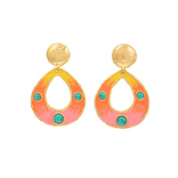 Boucles d'oreilles à clips Thalita dorées à l'or fin et Turquoise - Vert
