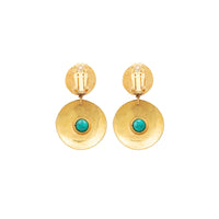 Curve clip earrings gilded in fine gold and Turquoise - Green