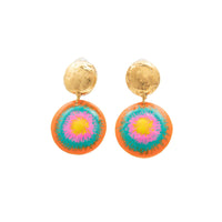 Curve clip earrings gilded in fine gold and Turquoise - Green