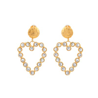 Love earrings gilded in fine gold and Crystal - White