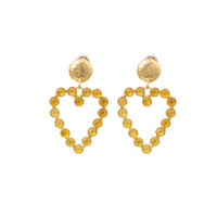 Boucles d'oreilles à clips Love dorées à l'or fin et Onyx - Jaune