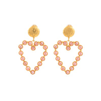 Love clip-on earrings gilded in fine gold and Rhodochrosite - Pink