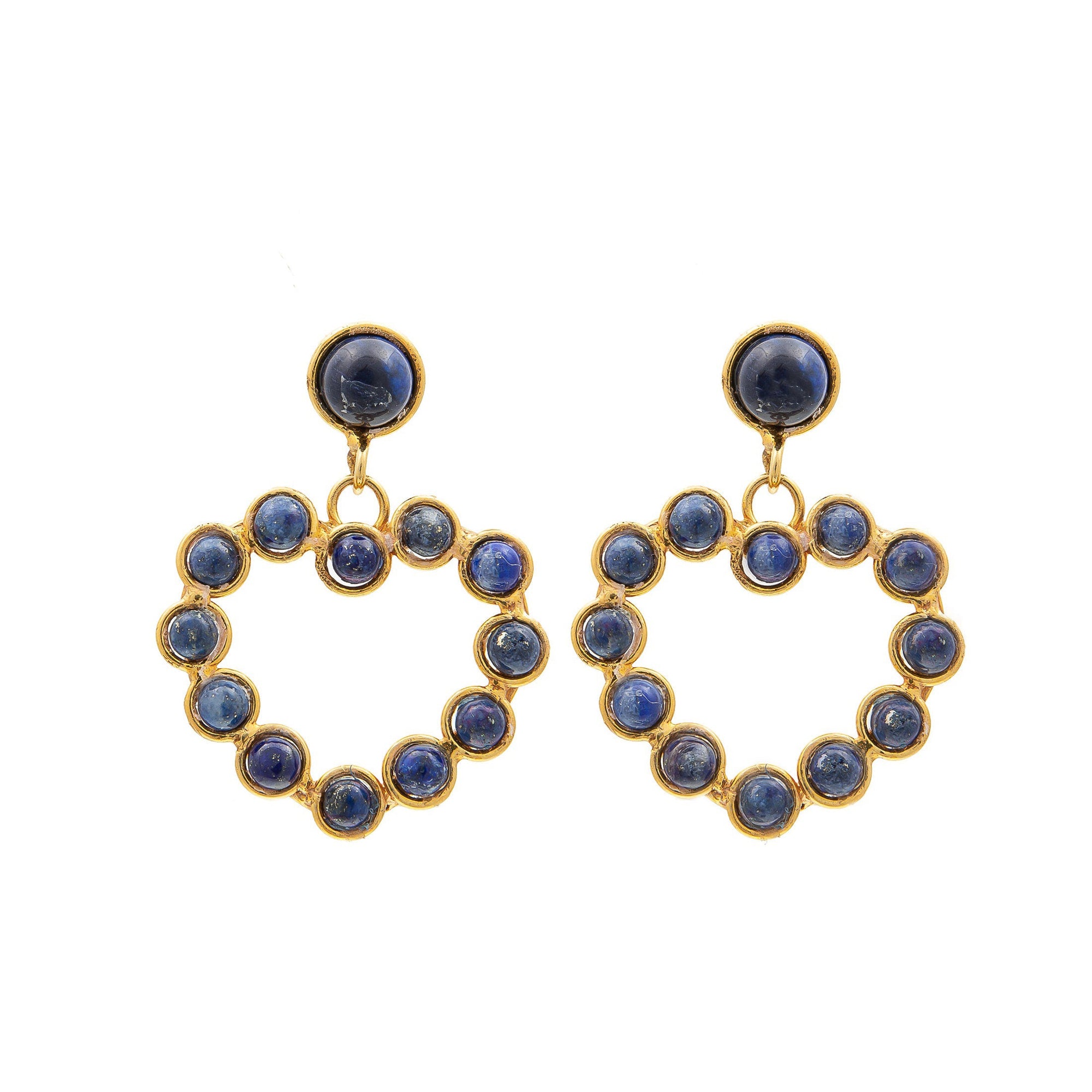 Boucles d'oreilles Love dorées à l'or fin et Lapis Lazuli - Bleu