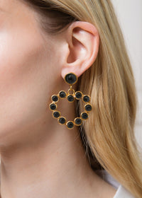 Boucles d'oreilles Love dorées à l'or fin et Onyx - Noir