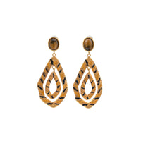 Earrings Bianca gilded with fine gold and Tiger Eye - Brown