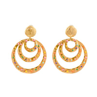 Cosmos clip-on earrings gilded in fine gold and enamel - Multicolor