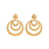 Boucles d'oreilles à clips Cosmos dorées à l'or fin et émail - Blanc