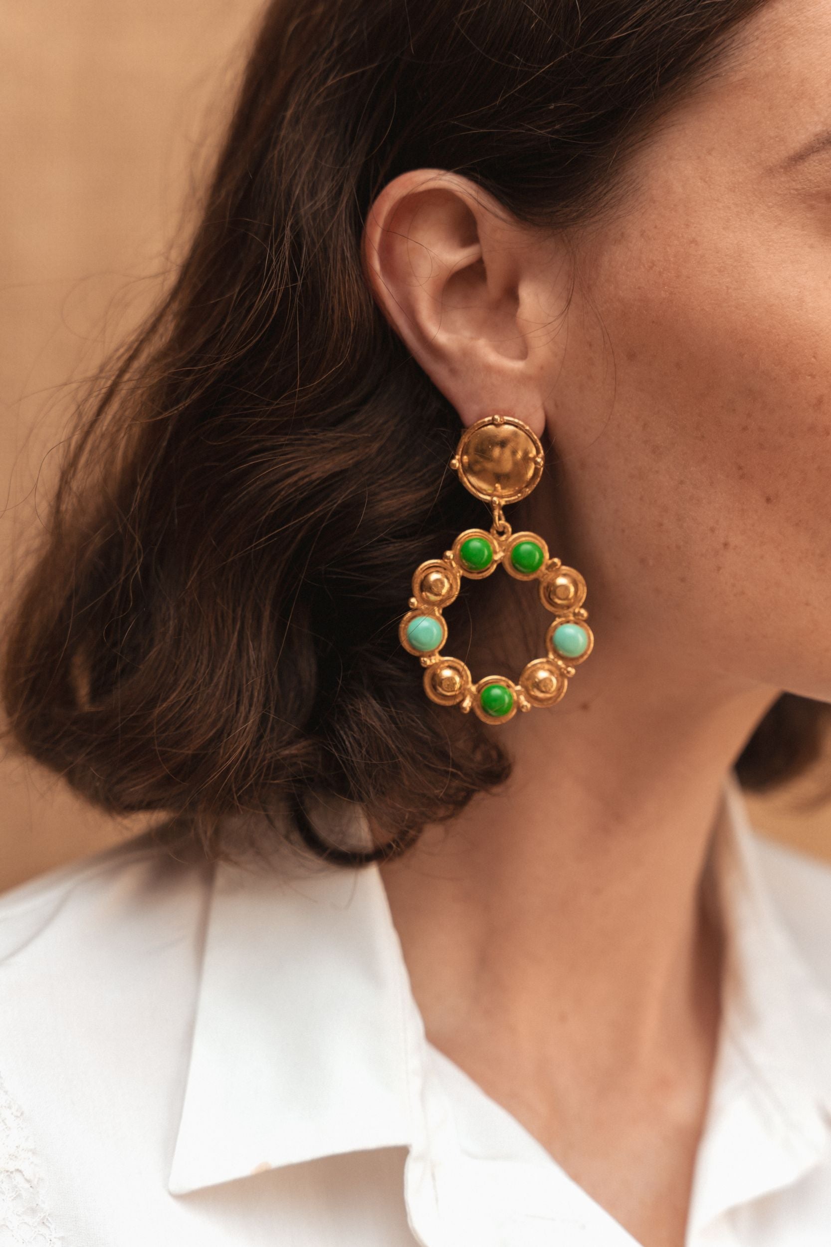 Flower Candies gilded in fine gold and enamel - Green