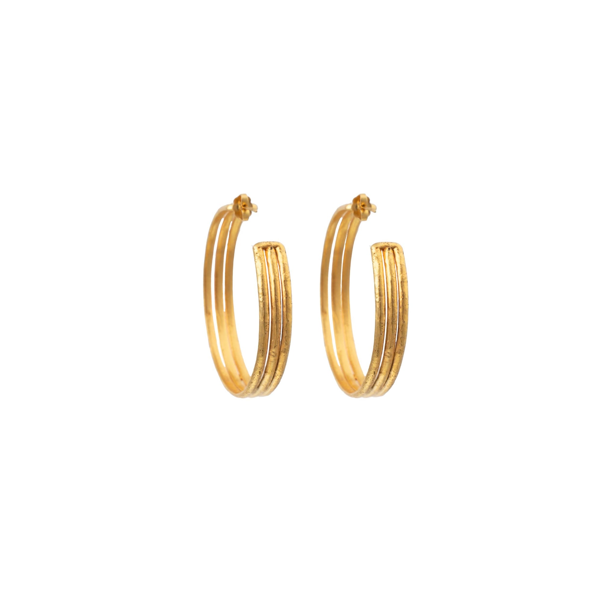 Earrings créoles Stripes gilded - Gilded
