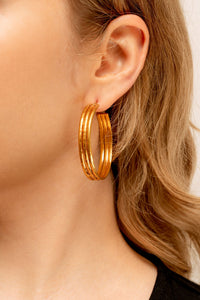 Earrings créoles Stripes gilded - Gilded