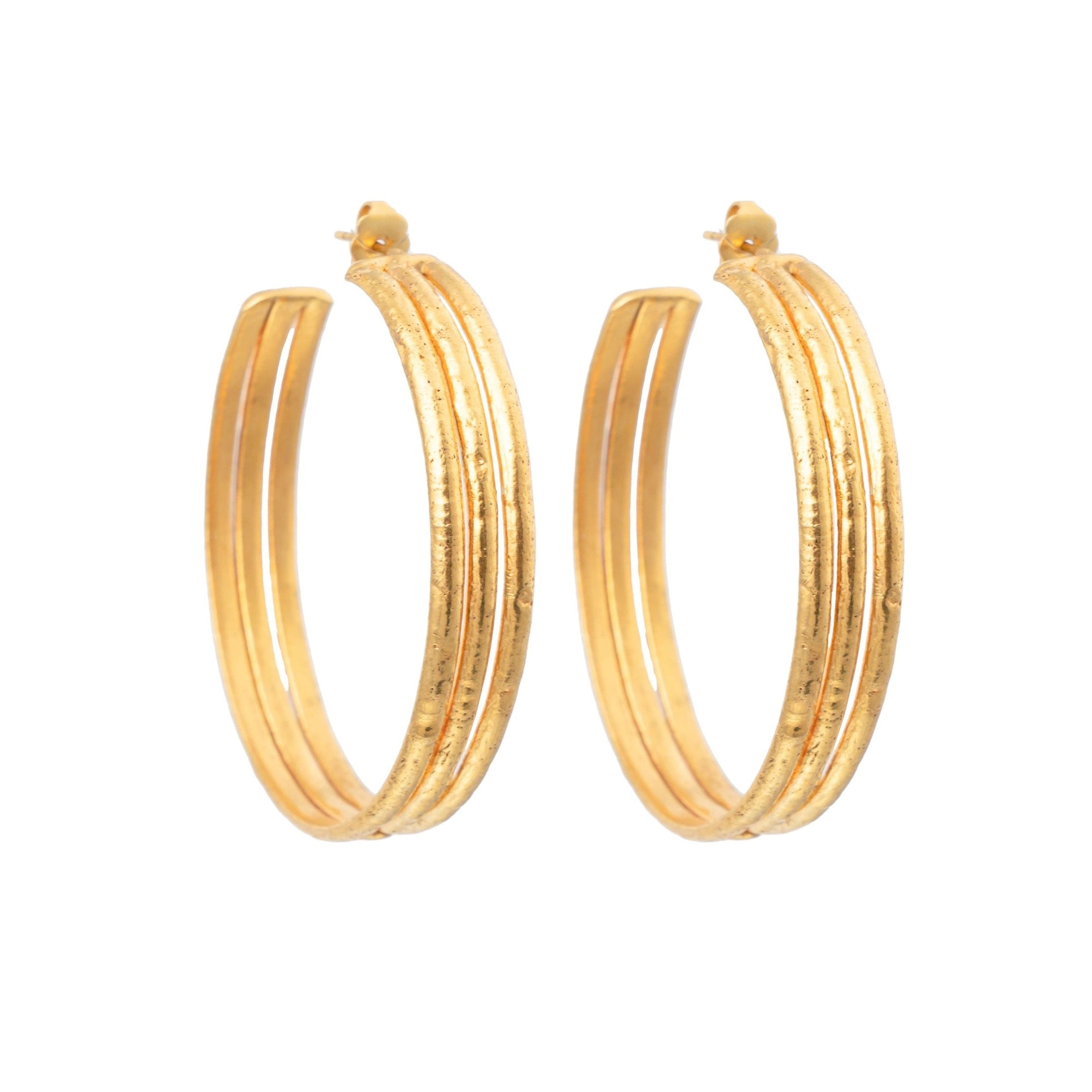 Earrings créoles Stripes gilded - Gilded