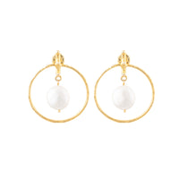 Boucles d'oreilles Loved dorées à l'or fin et perles - Doré