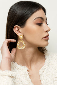 Thalita gold-plated and pearls earrings - White
