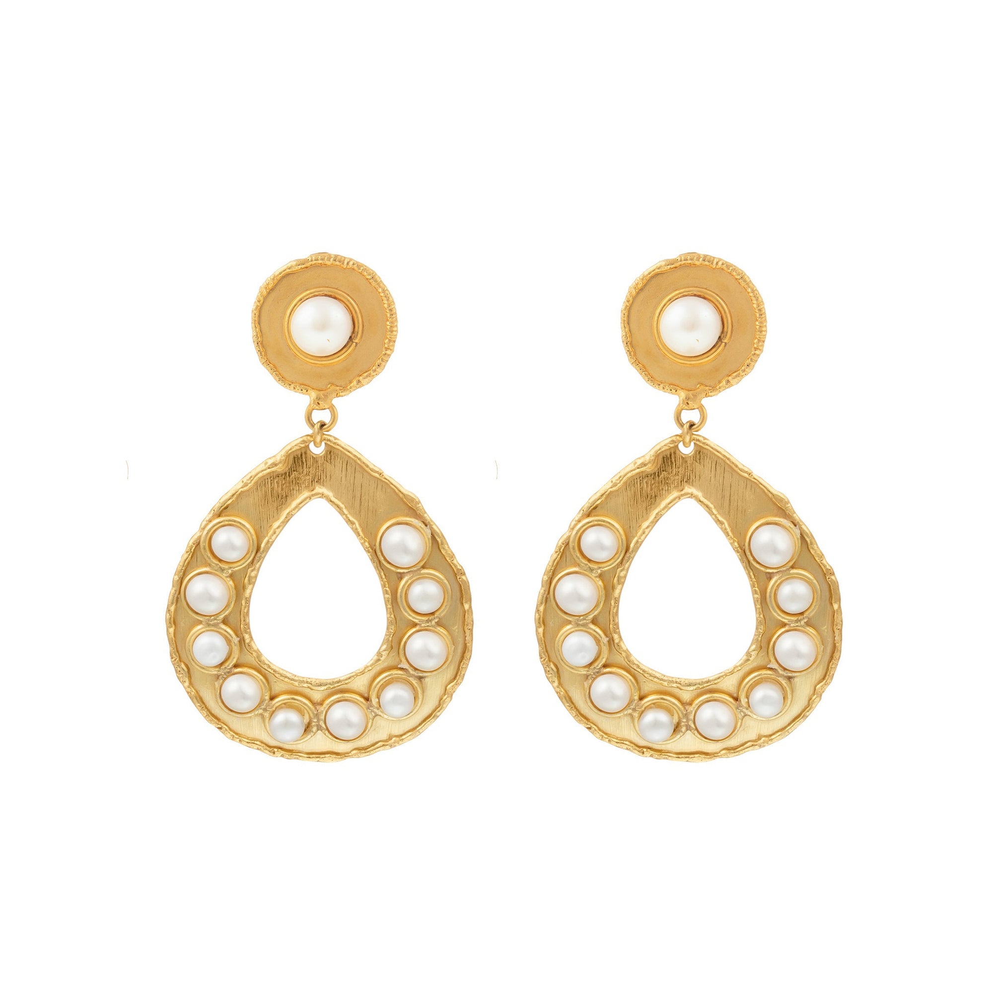 Thalita gold-plated and pearls earrings - White