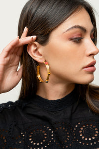 Earrings créoles Liz gilded in fine gold and multi-stones - Multicolor