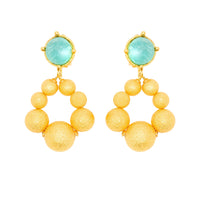 Sand & Bubble clip on earrings in fine gold with Amazonite - Green