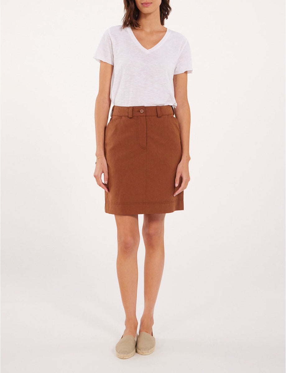 5qty RELIQUAT 65€ 20%  / Jupe droite Anny en lin - Brown