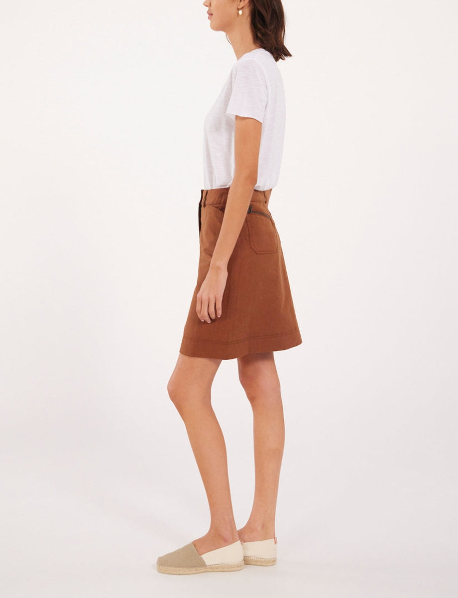 5qty RELIQUAT 65€ 20%  / Jupe droite Anny en lin - Brown