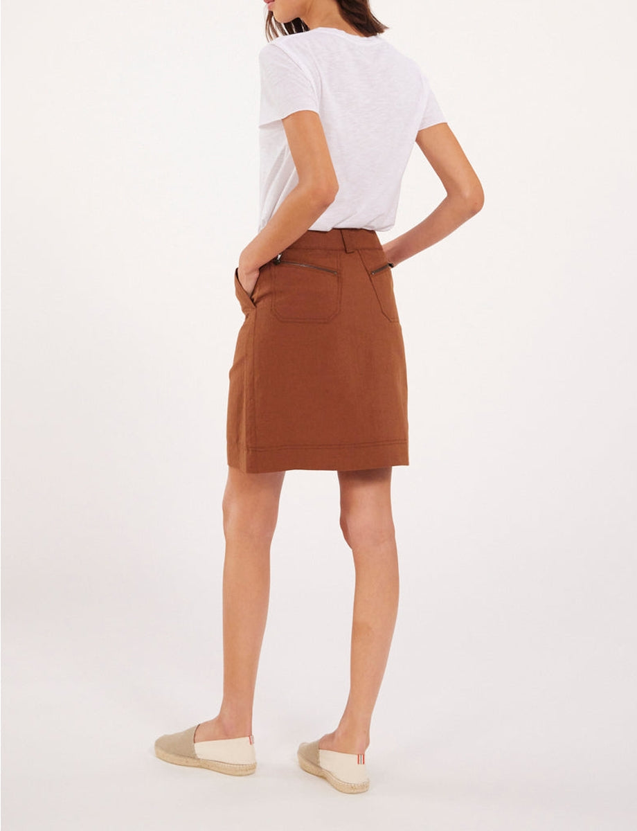 5qty RELIQUAT 65€ 20%  / Jupe droite Anny en lin - Brown